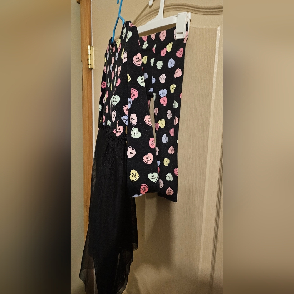 Lily & Dan X Small Girls Valentine's Day Dress With Matching Leggings Black Pink